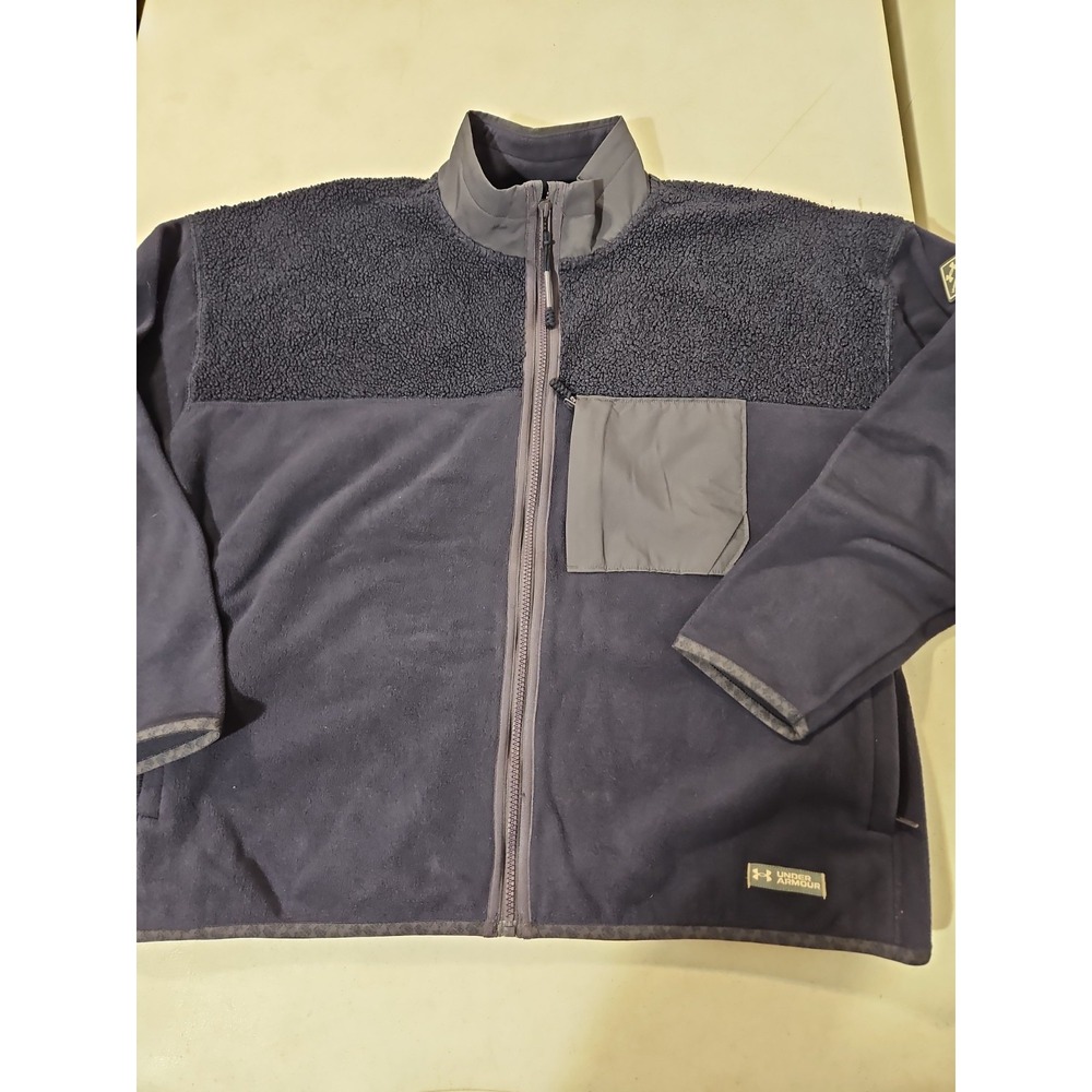 Under Armour Polartec Jacket Men's Lg Full Zip‎ Fleece Navy Blue Jacket (1920